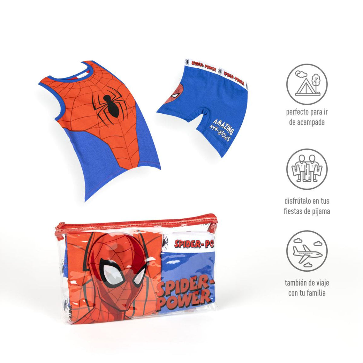 Spiderman Schlafanzug Kinder Pyjama Set & Nachtwäsche aus 100 % Baumwolle mit Tasche