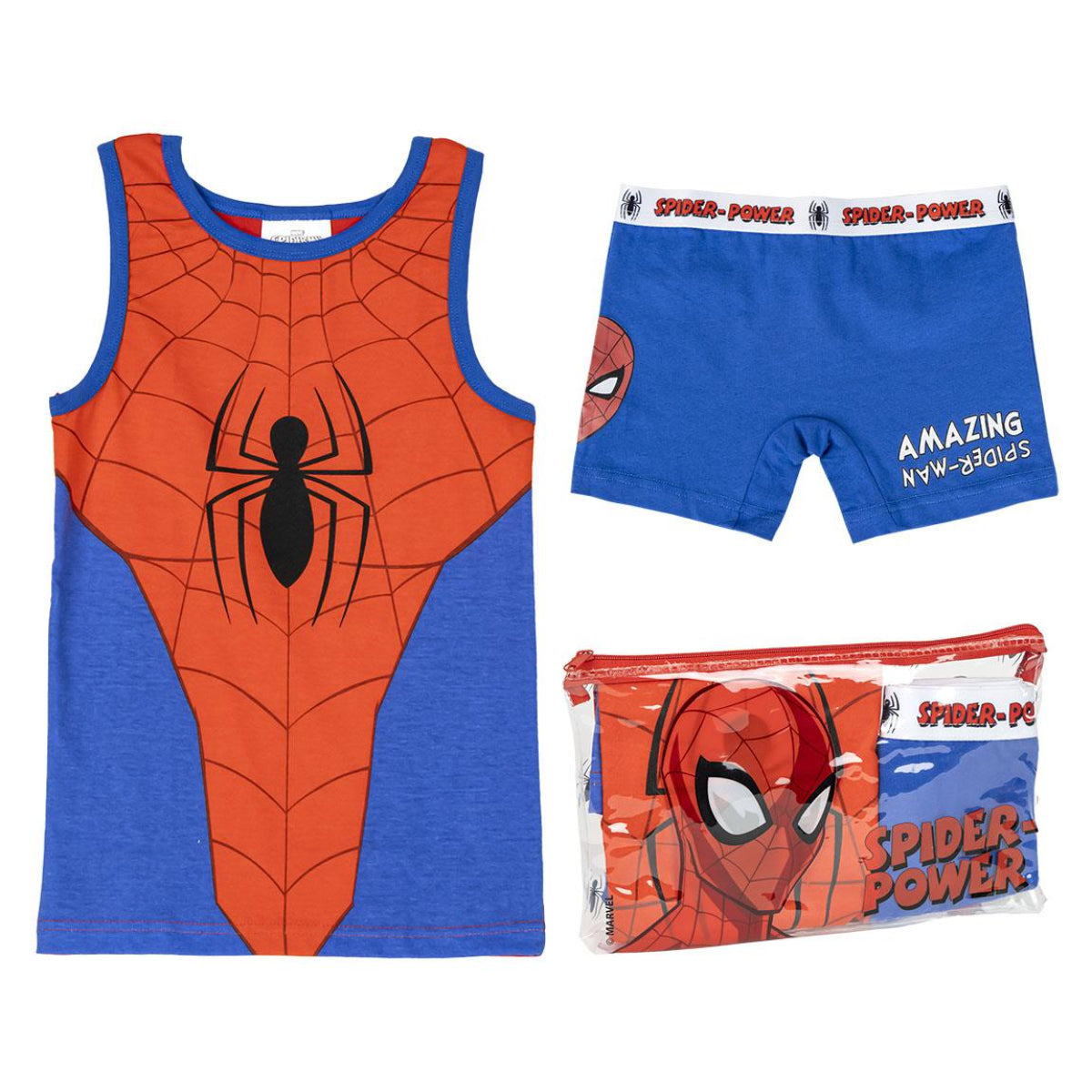Spiderman Schlafanzug Kinder Pyjama Set & Nachtwäsche aus 100 % Baumwolle mit Tasche
