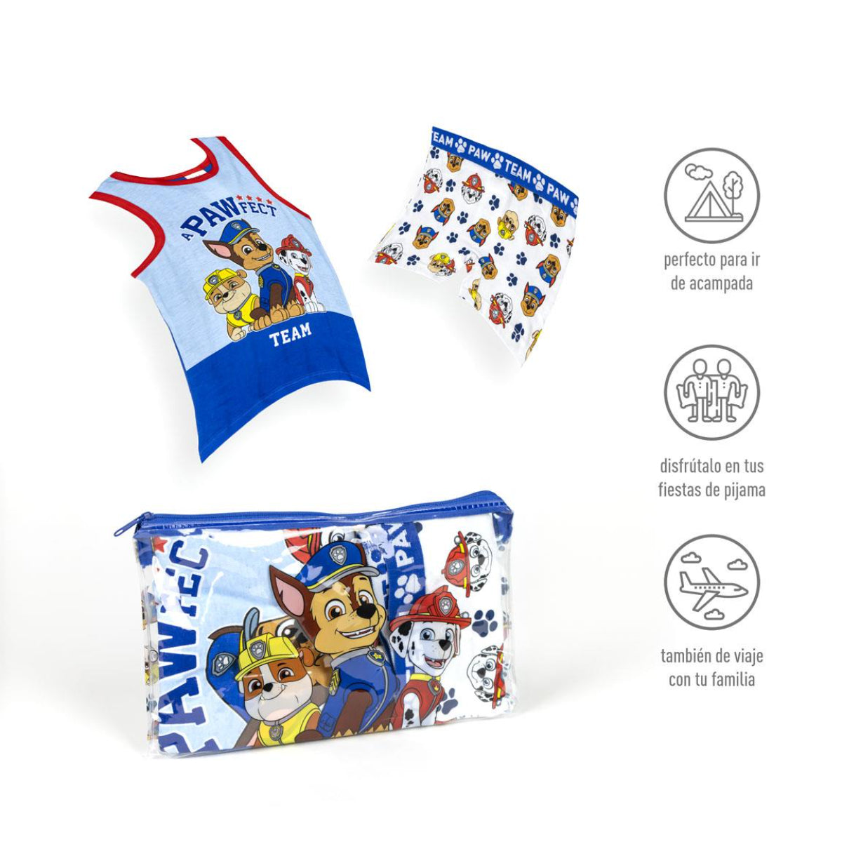 Paw Patrol Schlafanzug Kinder Pyjama Set & Nachtwäsche aus 100 % Baumwolle mit Tasche