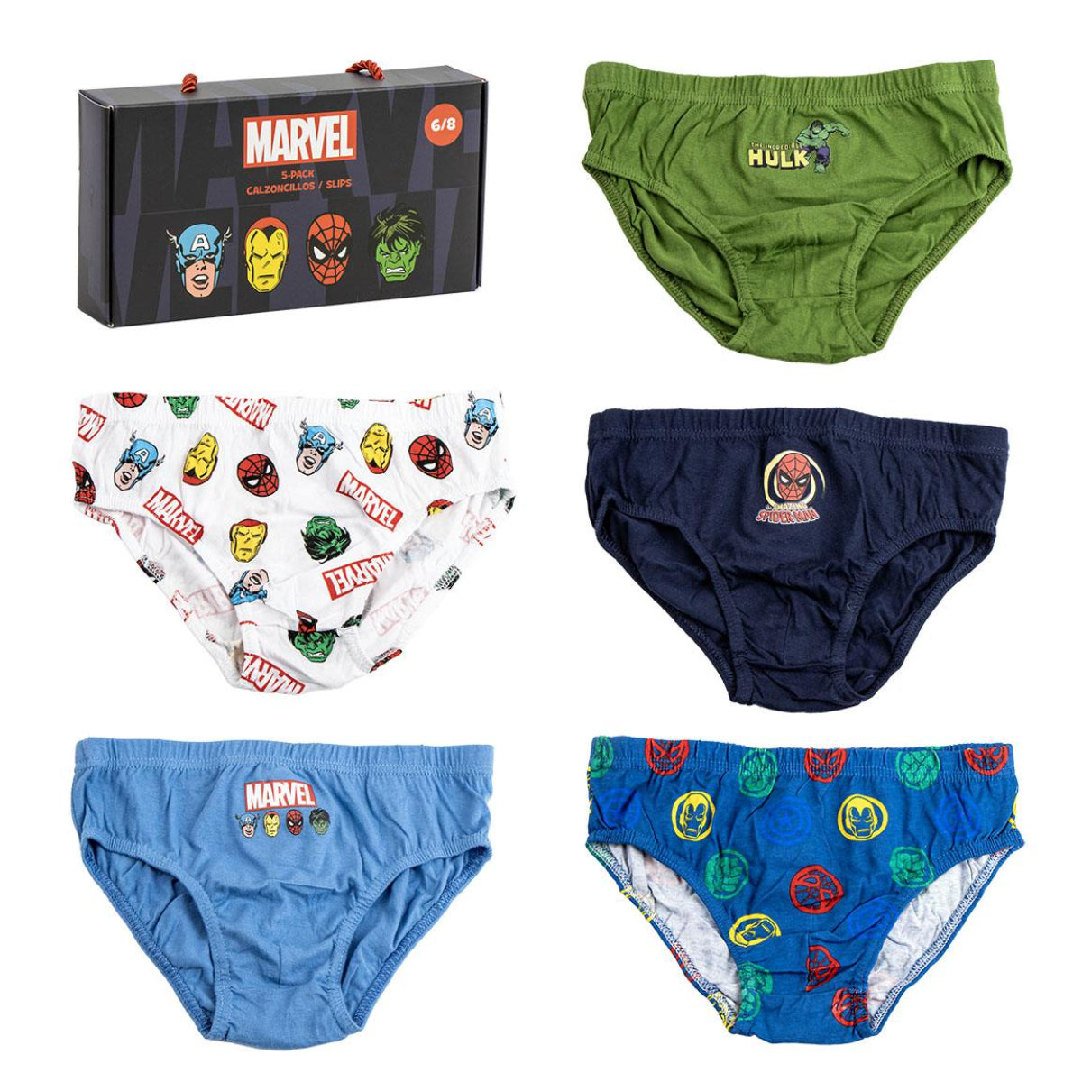 Marvel Unterhosen Kinder – 5er Pack Slips Single Jersey Baumwolle