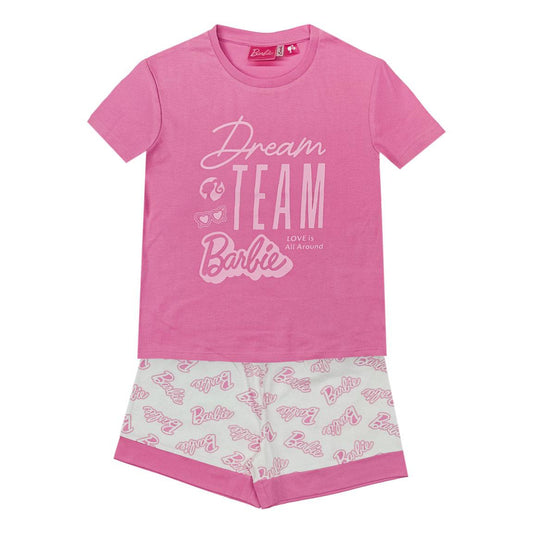 Barbie Schlafanzug Kinder Pyjama T-Shirt & Short aus 100 % Baumwolle