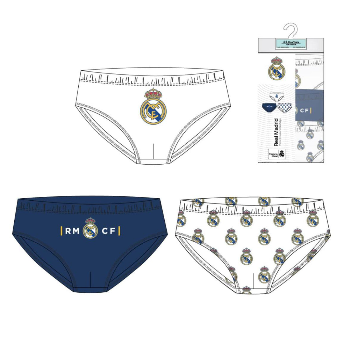 Real Madrid Baumwolle Unterwäsche für Kinder – Fußball Unterhosen Jungen 3er Pack