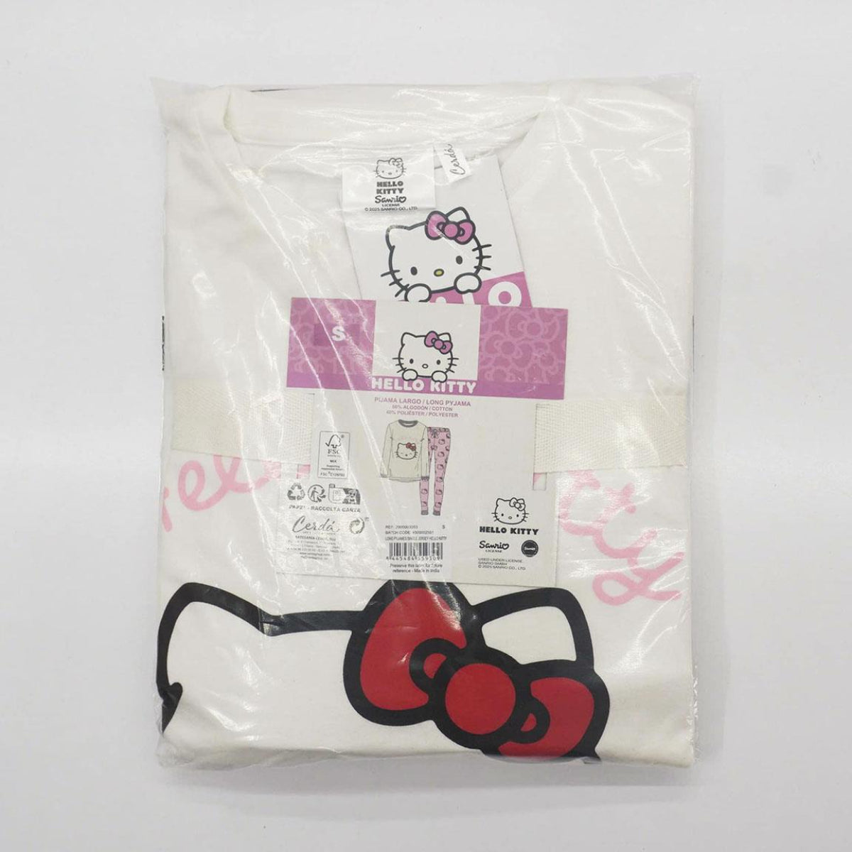 Hello Kitty Damen Pyjama lang Zweiteiler Baumwollmix Single Jersey Schlafanzug