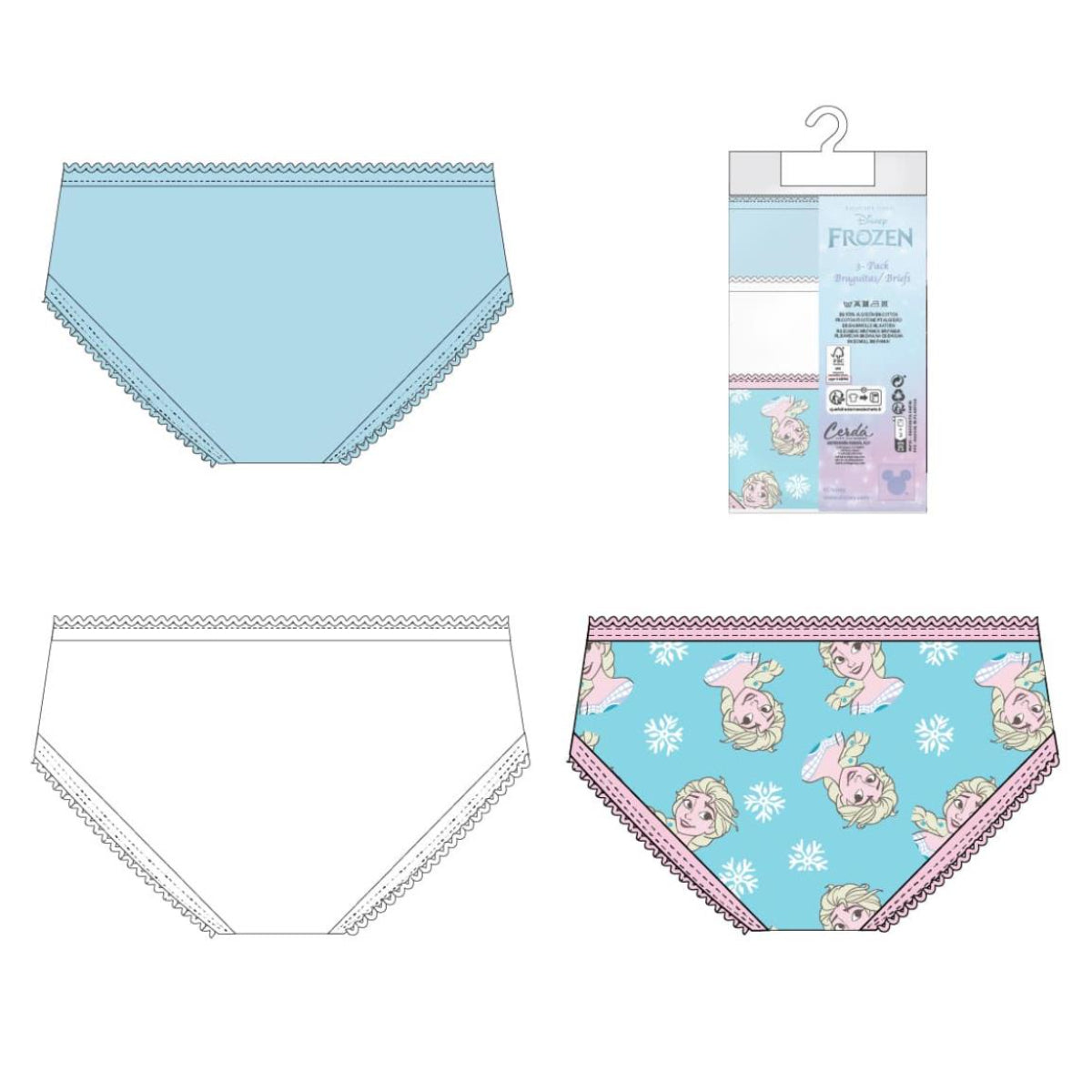 Disney Frozen Mädchen Unterwäsche Set 3 teilig 100% Baumwolle