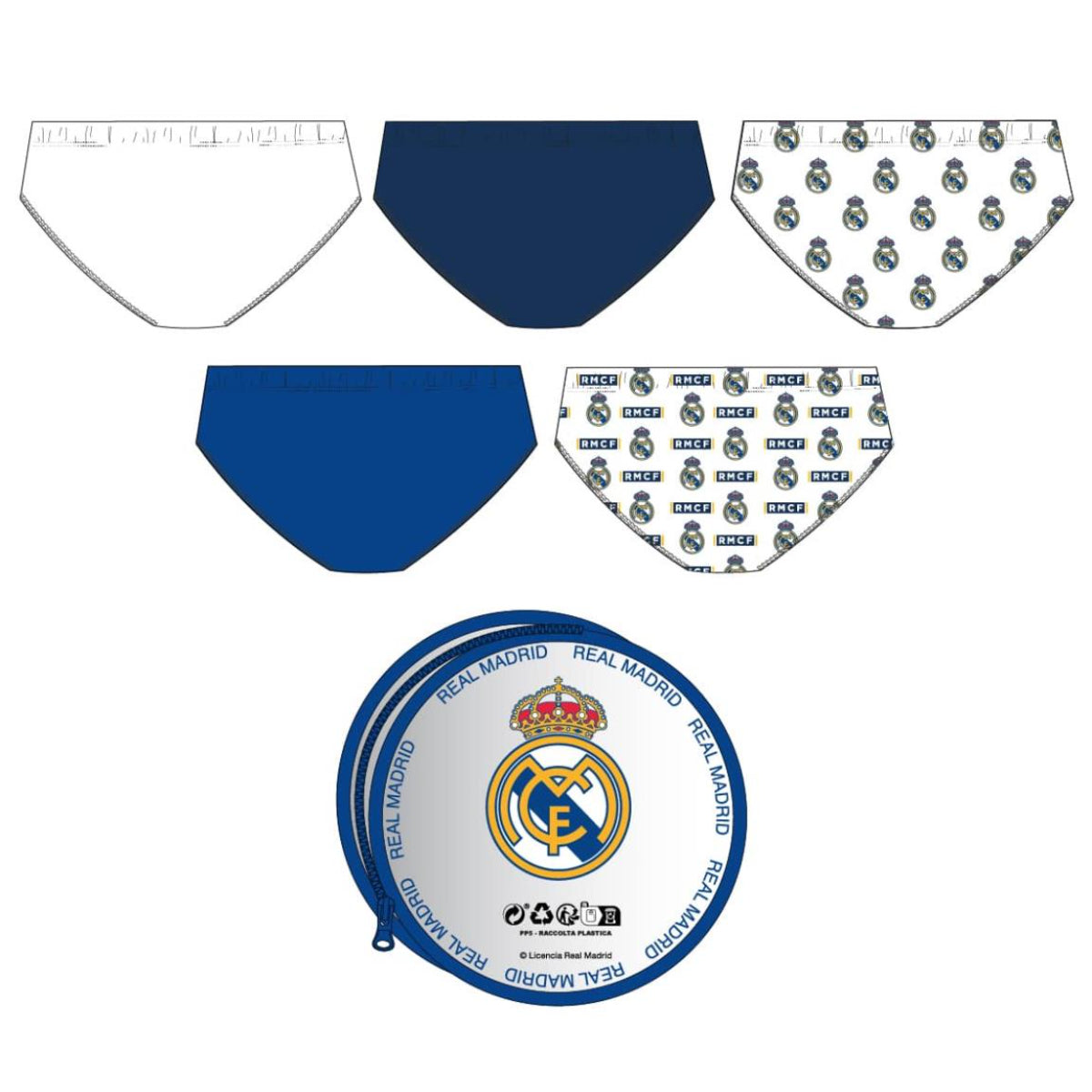 Real Madrid 5 Teile Jungen Unterwäsche Set aus Baumwolle Single Jersey