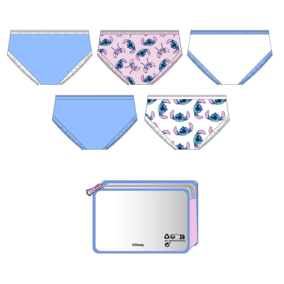 Disney Lilo und Stitch Mädchen Unterwäsche Set 5 teilig 100% Baumwolle