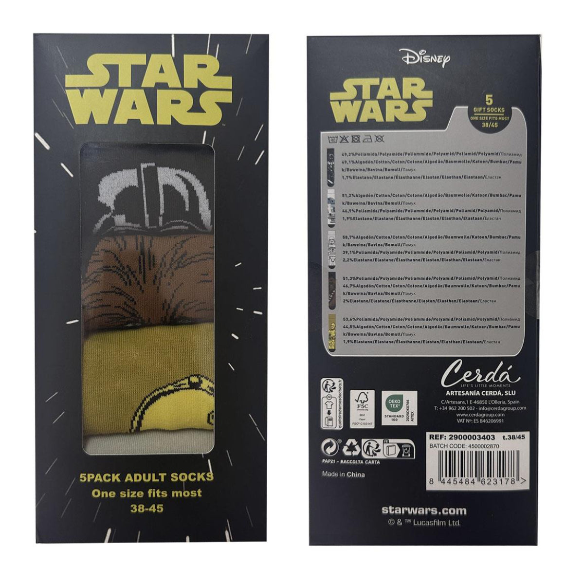 Star Wars Erwachsene Socken 5er Pack Lifestyle Design Größe 38-45