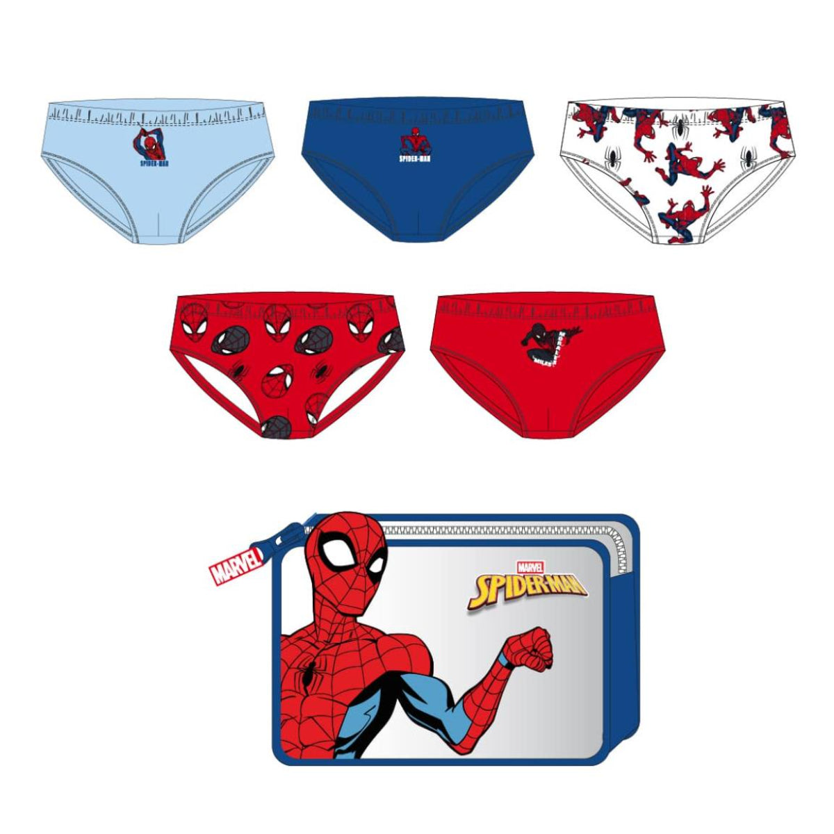 Spiderman Jungen Unterhosen Set mit Kulturbeutel für Alltag Reise und Freizeit