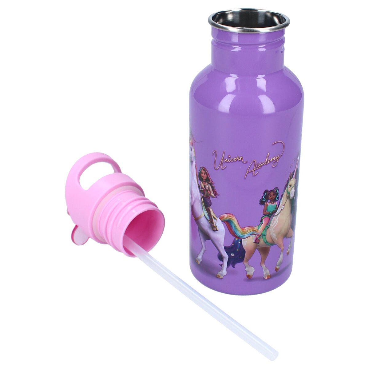Unicorn Academy Trinkbecher – 500 ml Becher mit Strohhalm