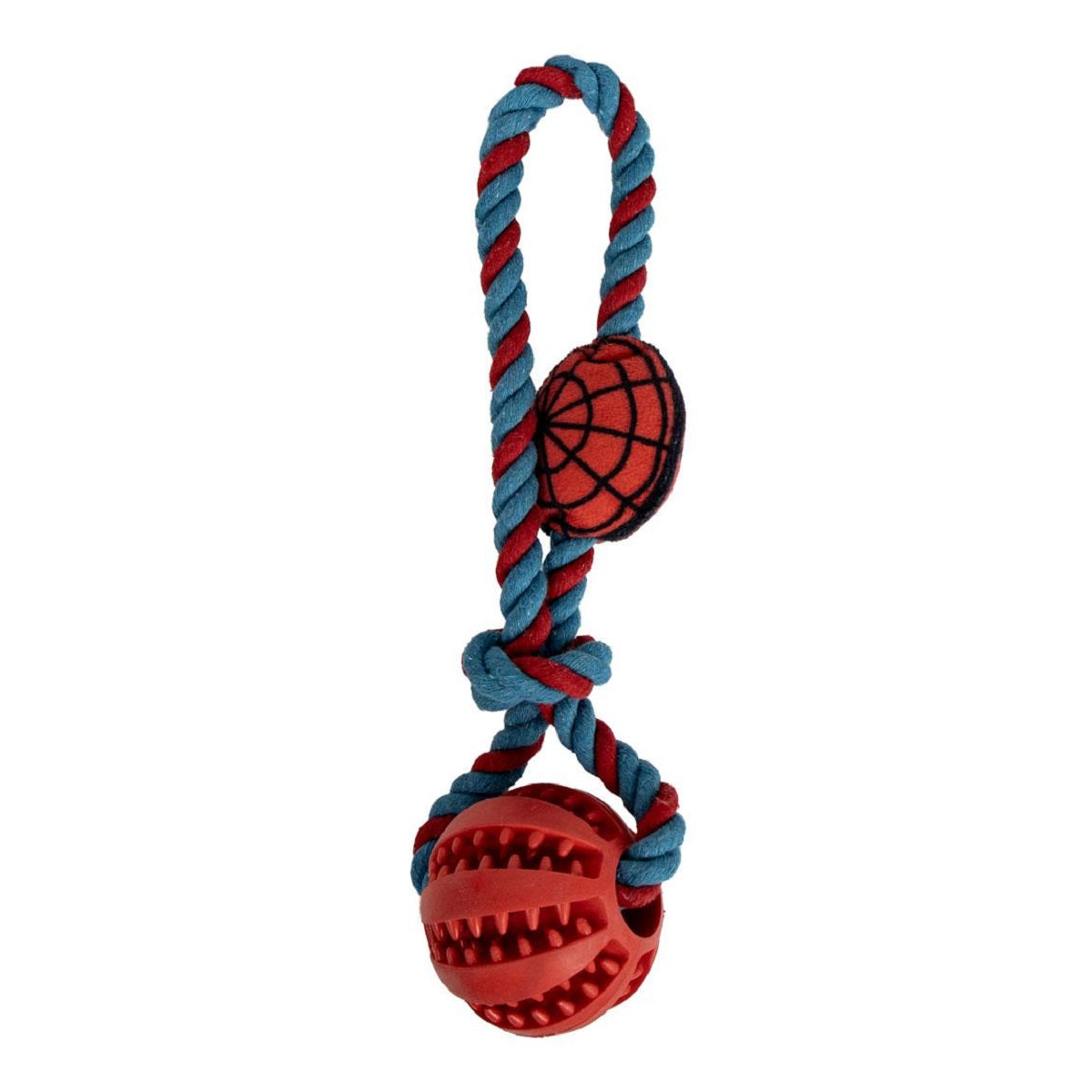 Spiderman Hundespielzeug – Ball mit Seil für Zieh- & Wurfspiele