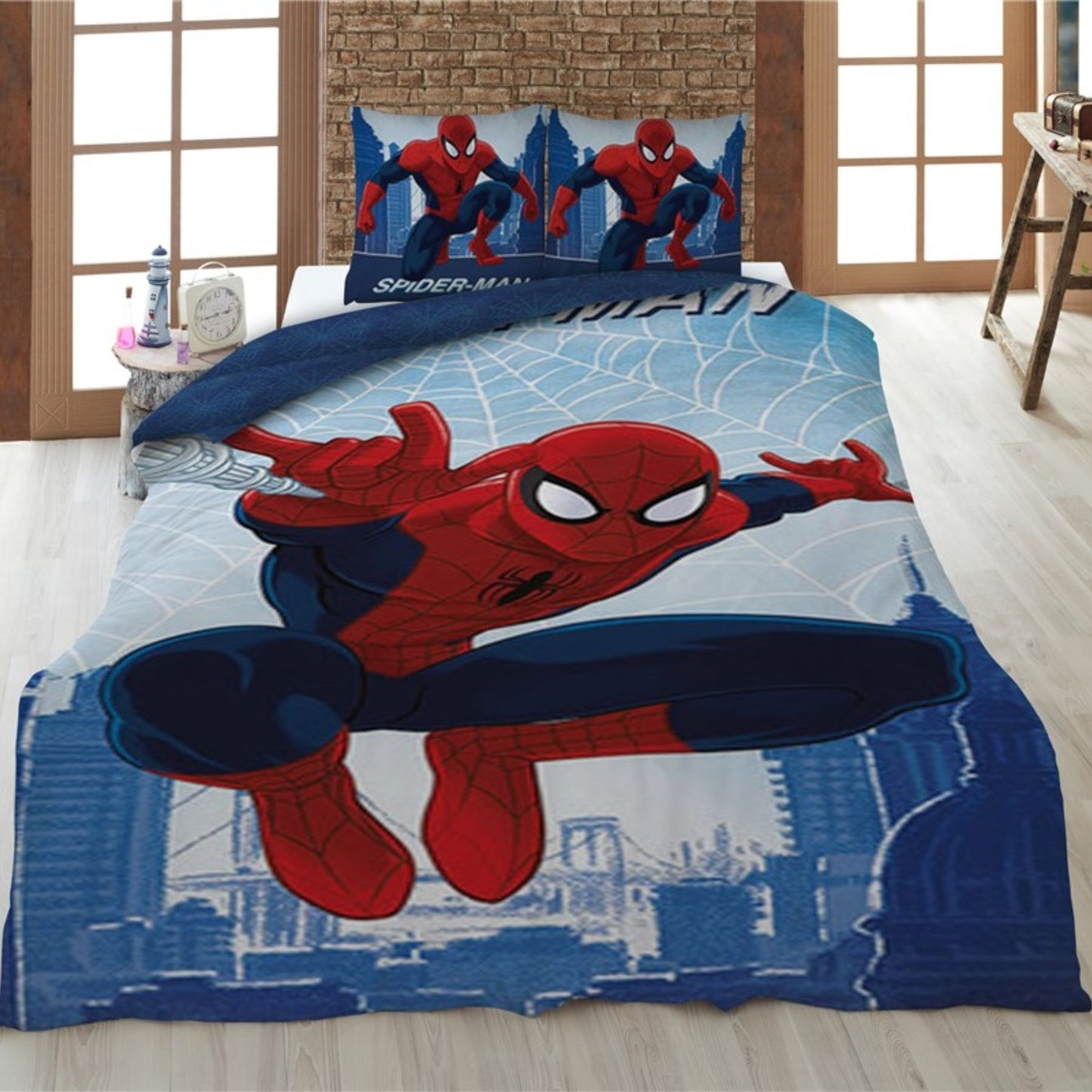 Spiderman Bettwäsche-Set Bettbezug 140 cm x 200 cm Kopfkissenbezugs 65 cm x 65 cm