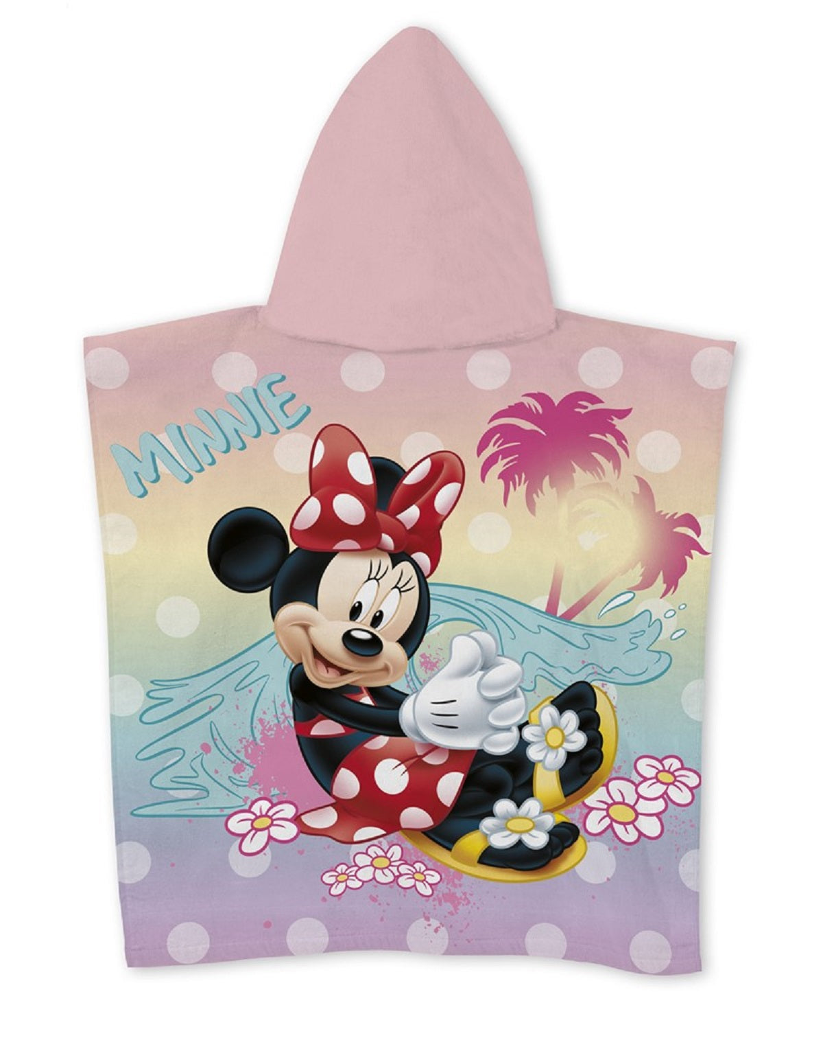 Disney Minnie Mouse Badeponcho für Kinder – Kapuzenhandtuch aus Polyester 55 x 110 cm