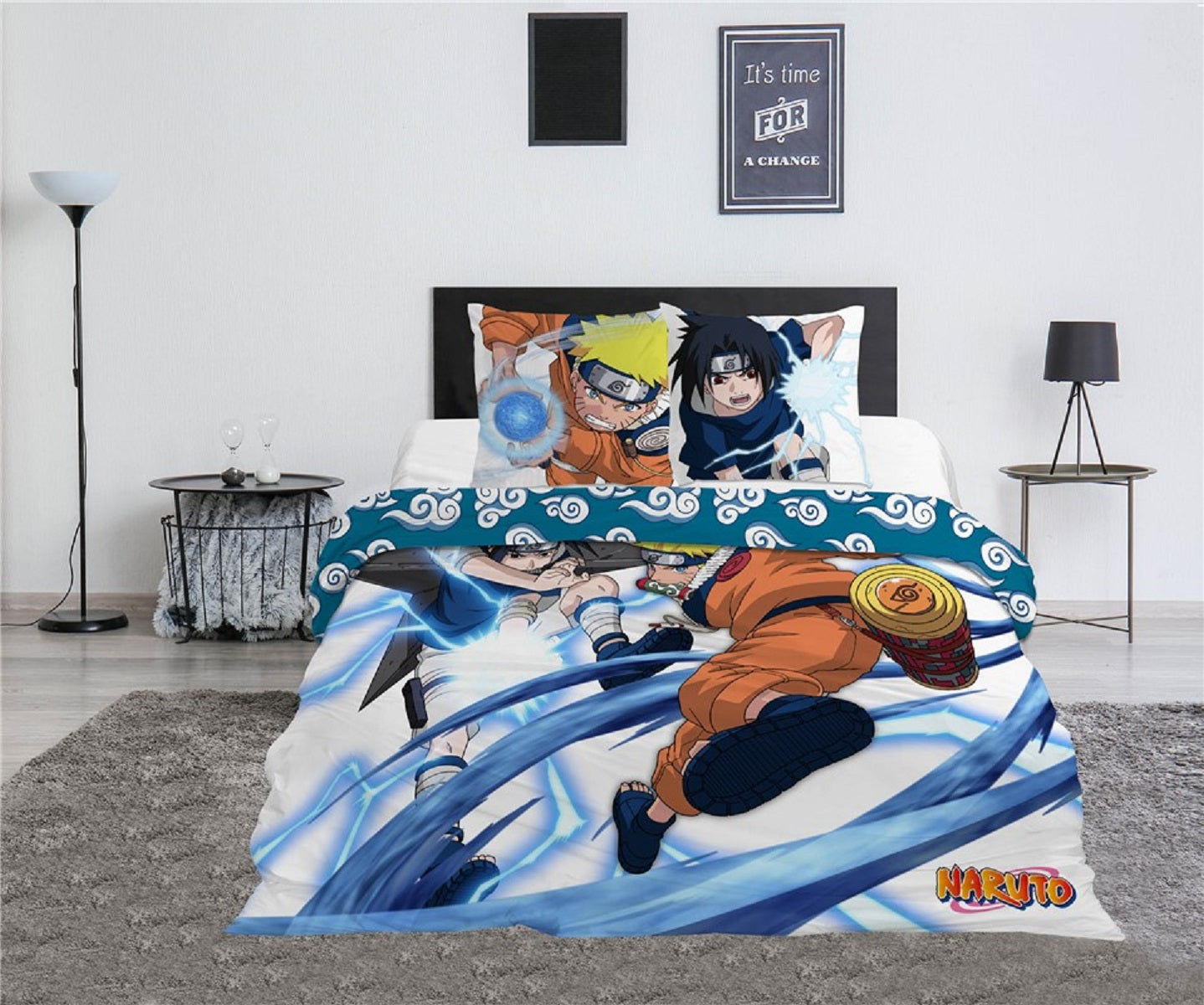 Naruto 3-teiliges Bettwäsche-Set – Decken- und Kissenbezug 240x220 + 65x65 cm aus Polycotton