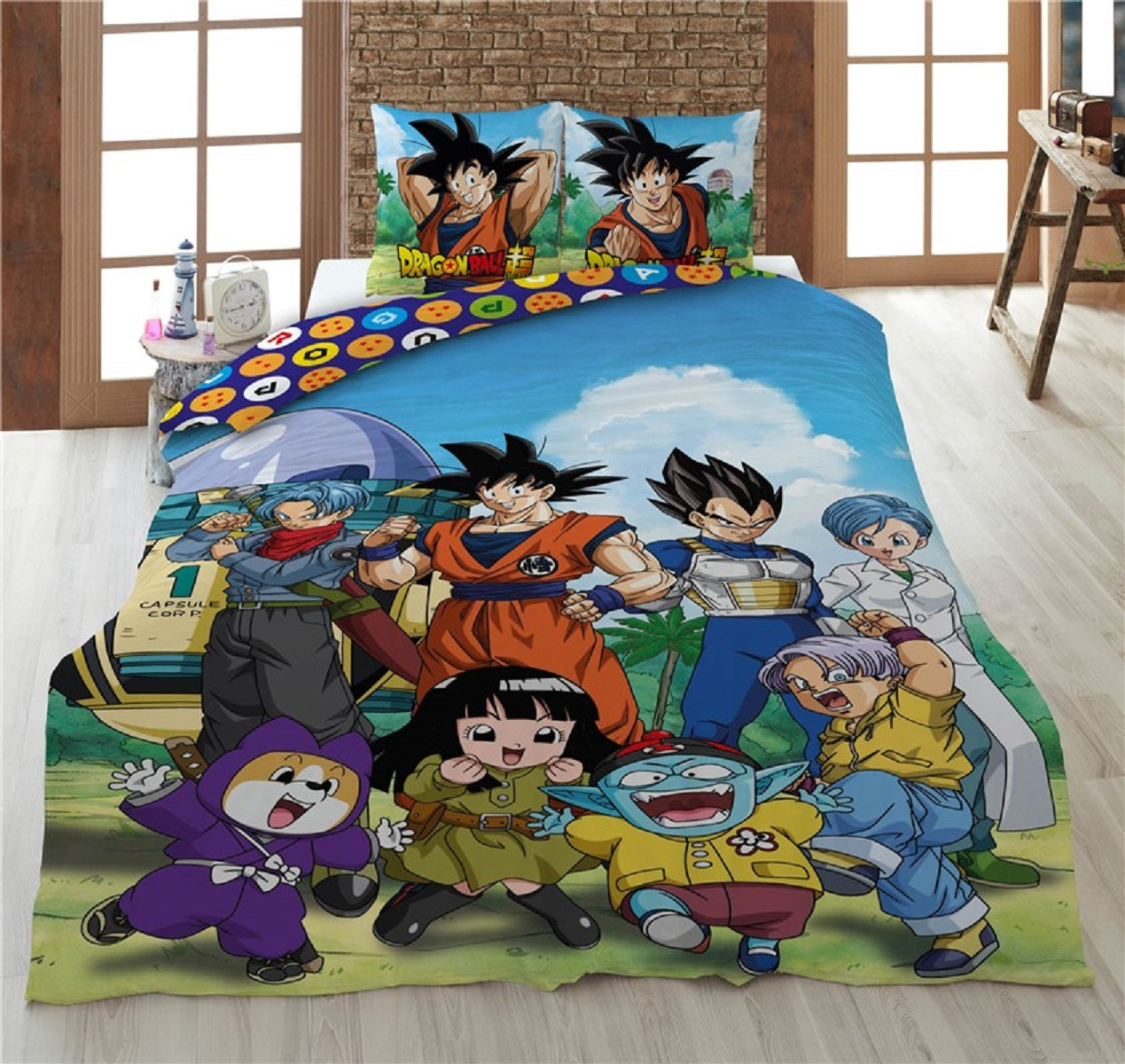 Dragon Ball Bettwäsche-Set – 1x Deckenbezug 140x200 & 1x Kissenbezug 65x65 cm für Kinder