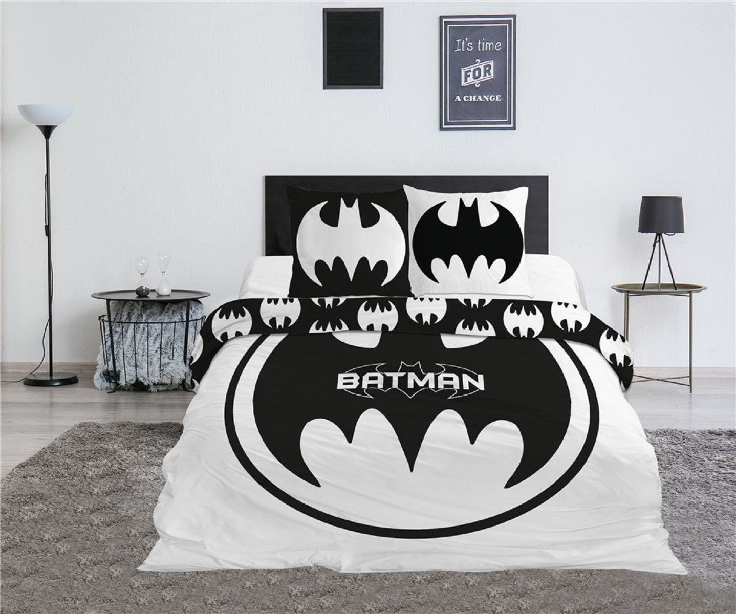 Batman 3-teiliges Bettwäsche-Set – 1x Deckenbezug (240x220) & 2x Kissenbezug (65x65 cm) aus Polycotton