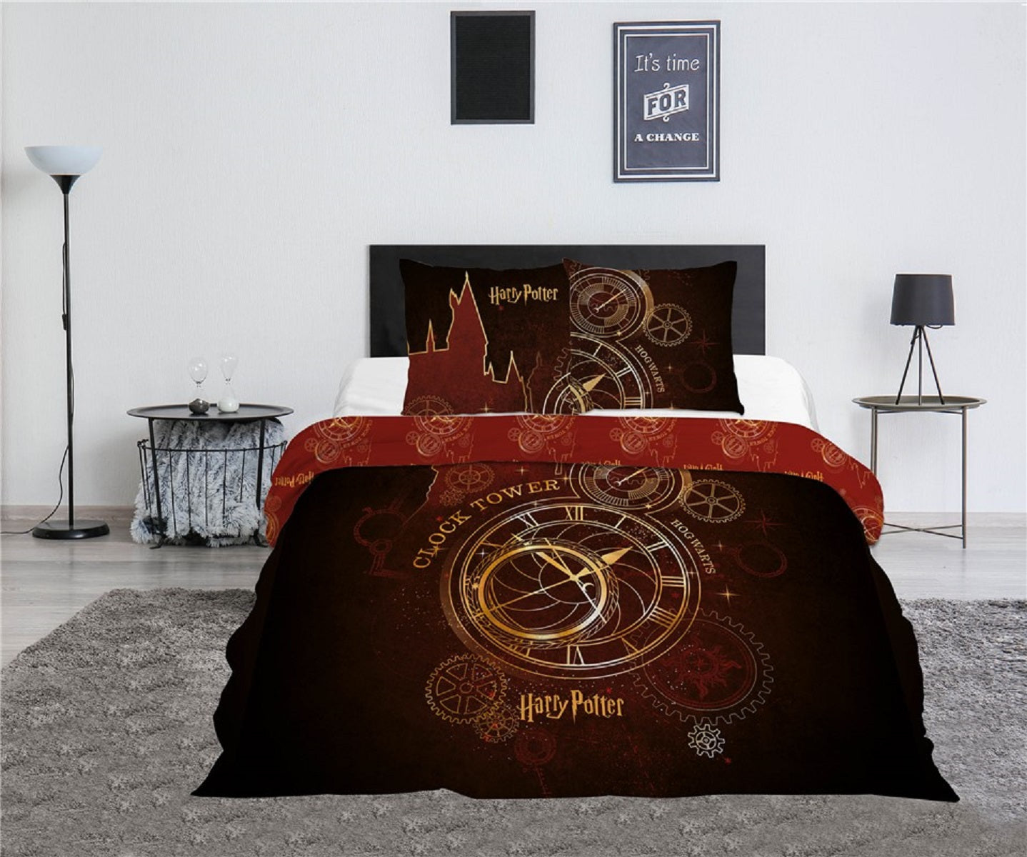 Harry Potter 3-teiliges Bettwäsche-Set – 1x Deckenbezug (240x220) & 2x Kissenbezug (65x65 cm) aus Polycotton