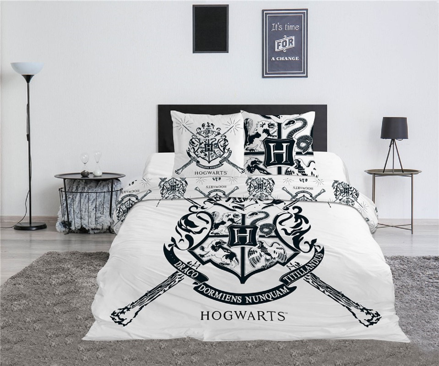 Harry Potter 3-teiliges Bettwäsche-Set – 1x Deckenbezug (240x220) & 2x Kissenbezug (65x65 cm) aus Polycotton