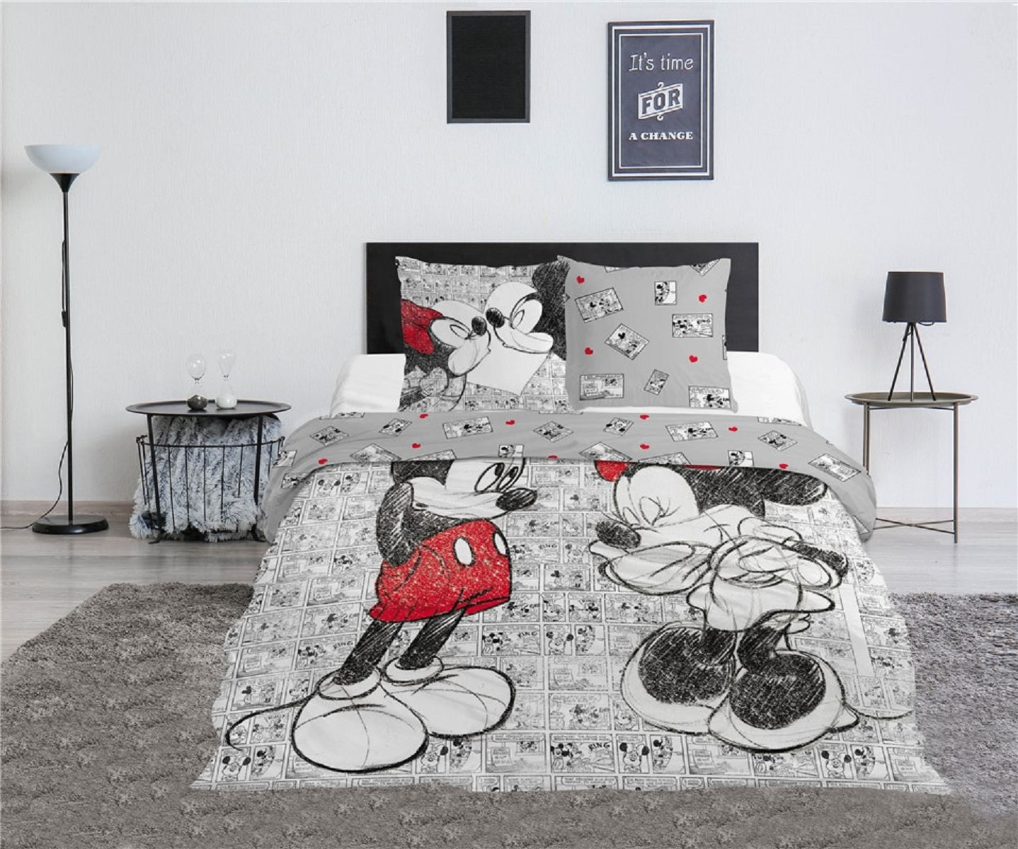 Disney Mickey Mouse Doppelbettwäsche Set – 1x Deckenbezug 240x220 cm & 2x Kissenbezüge 63x63 cm aus Mikrofaser