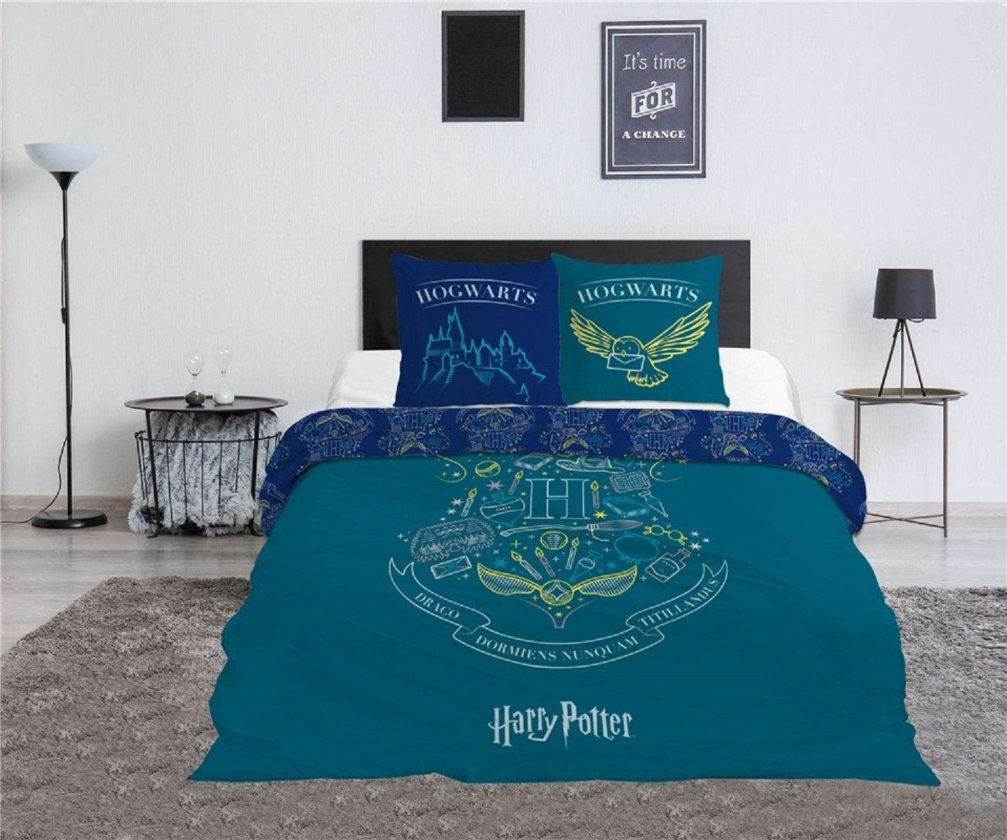 Harry Potter Doppelbettwäsche Set – 1x Deckenbezug 240x220 cm & 2x Kissenbezüge 63x63 cm