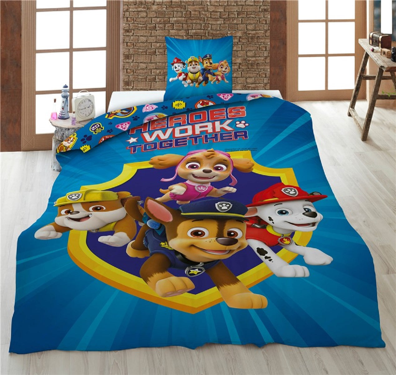Paw Patrol Bettwäsche-Set – 1x Deckenbezug 140x200 & 1x Kissenbezug 65x65 cm für Kinder