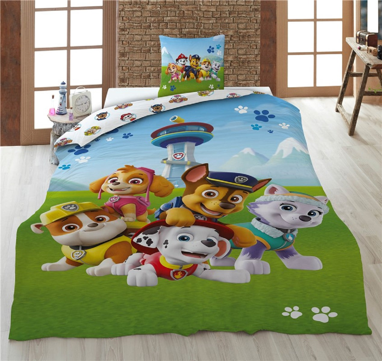 Paw Patrol Bettwäsche-Set – 1x Deckenbezug 140x200 & 1x Kissenbezug 65x65 cm für Kinder