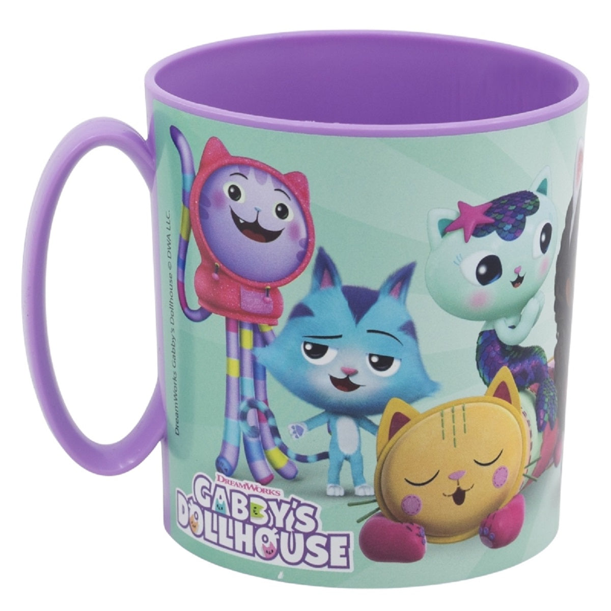 Gabby´s Dollhouse Becher Mikrowellengeeigneter Kunststoffbecher 390 ml – Motivbecher für Kinder