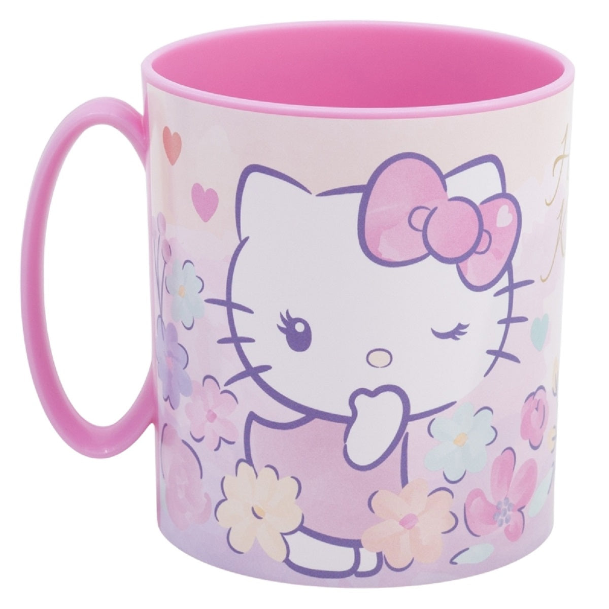 Hello Kitty Becher Mikrowellengeeigneter Kunststoffbecher 390 ml – Motivbecher für Kinder