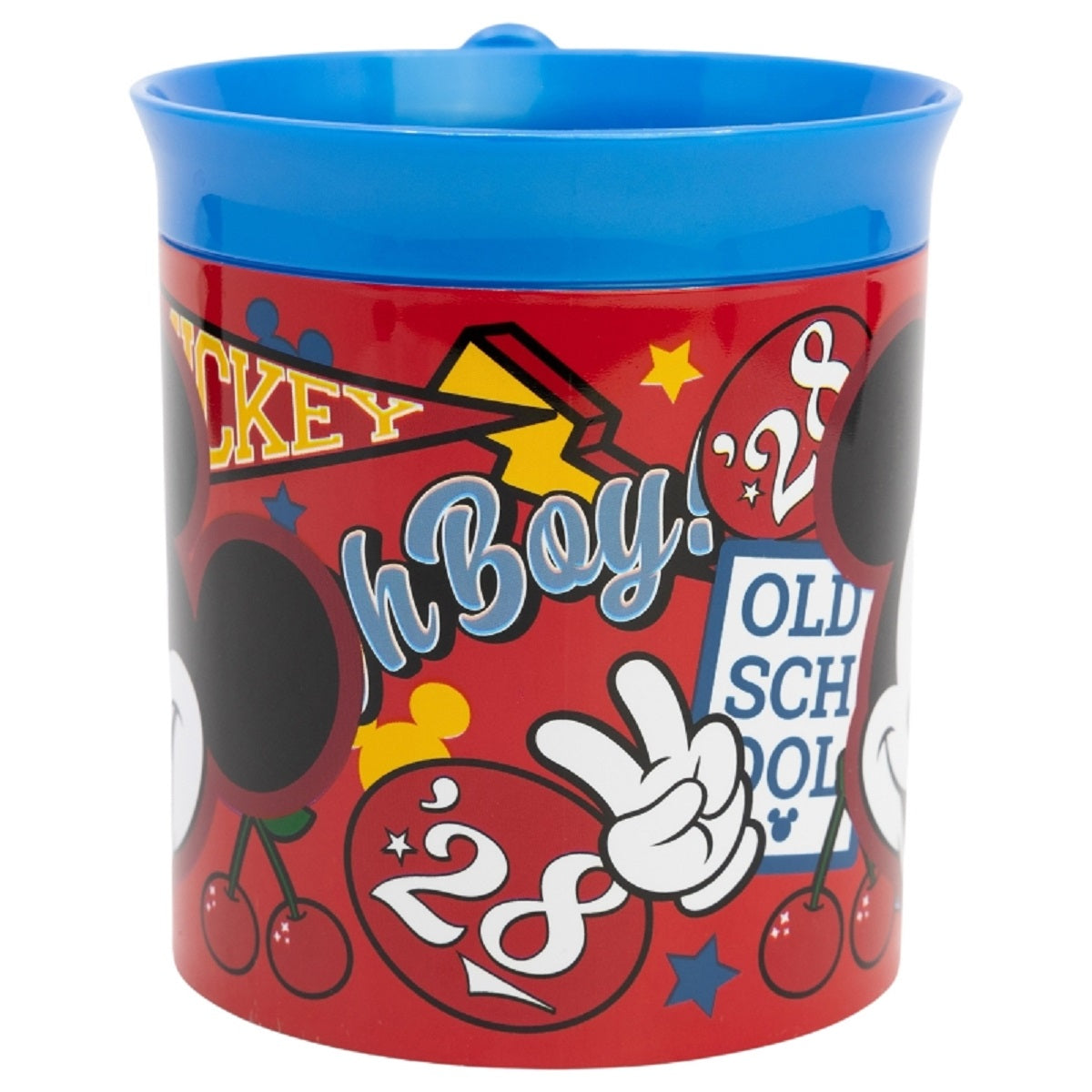 Disney Mickey Mouse Becher Mikrowellengeeigneter Kunststoffbecher 400 ml – Motivbecher für Kinder