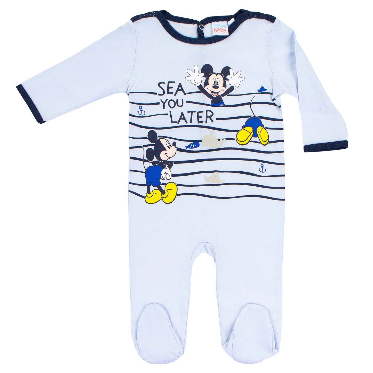 Disney Mickey Maus Baby-Strampler Baby-Outfit kuscheliger Einteiler für Babys