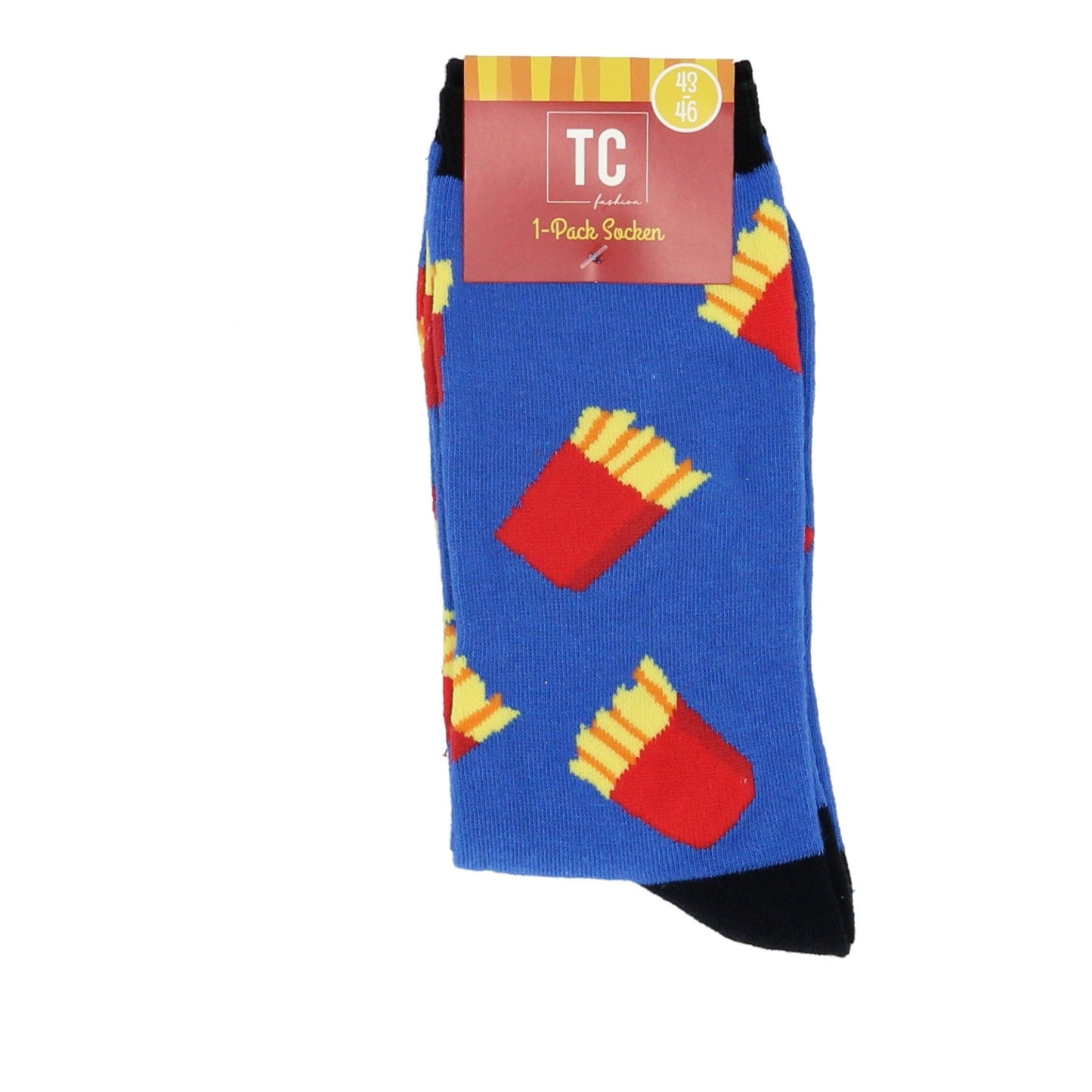 Socken 3er-Pack – Lustige Pommes-Motiv Socken in Größe 43-46