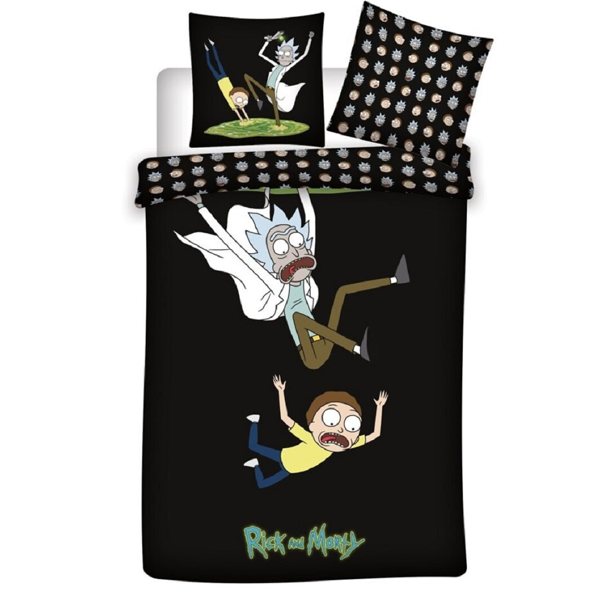 Rick and Morty Bio-Bettwäsche-Set 140x200 cm 100% GOTS-zertifizierte Baumwolle