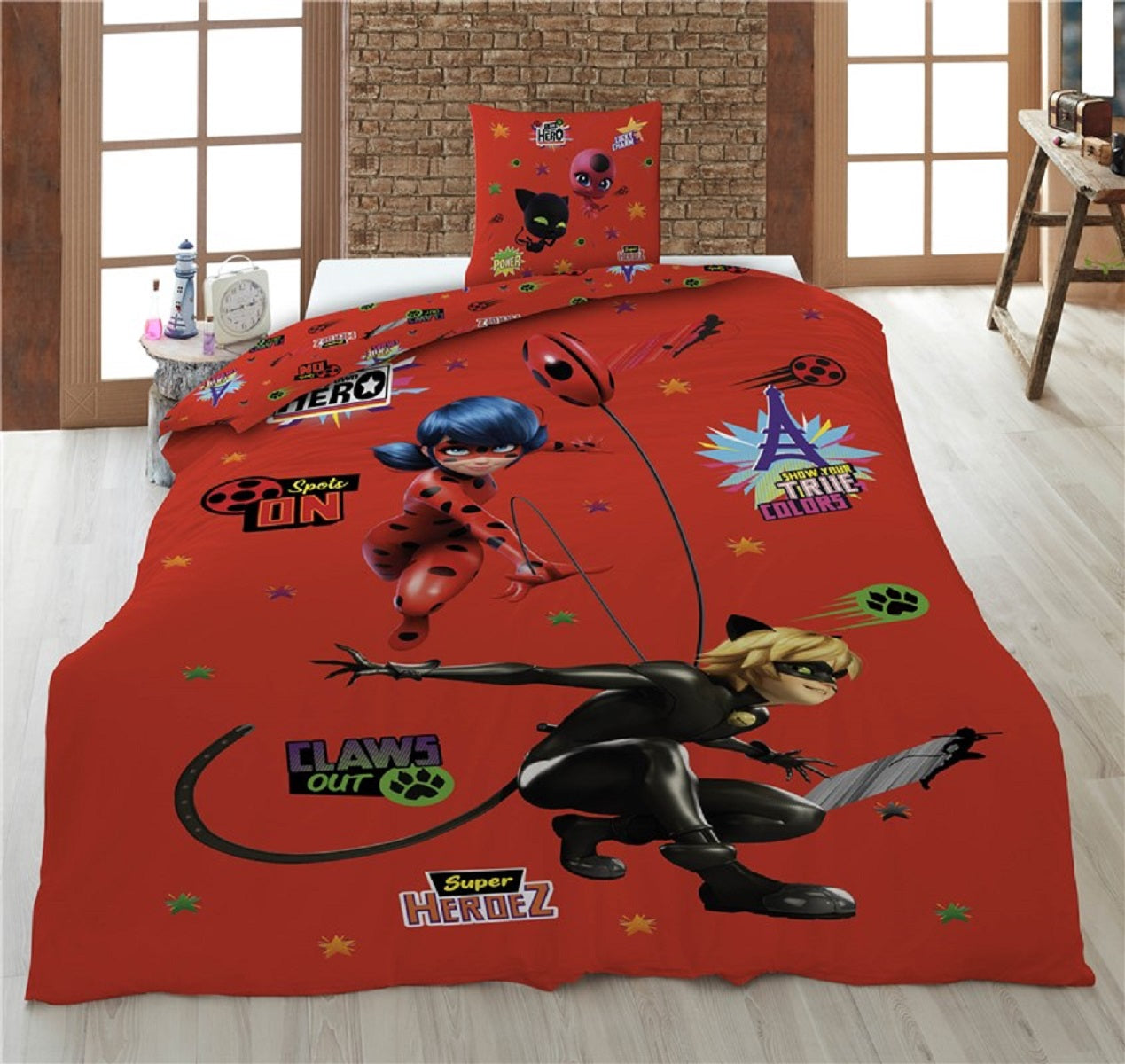 Miraculous Ladybug Bettwäsche-Set 140x200 cm – Bettbezug und Kissenbezug aus Microfaser