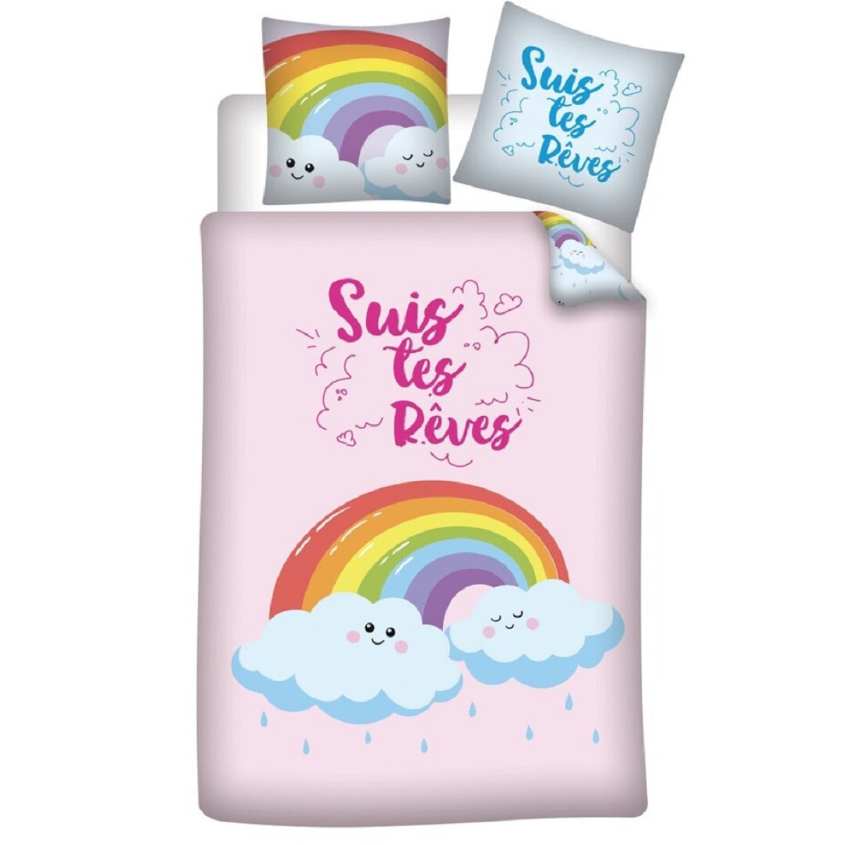 Rainbow Bettwäsche 140x200 cm – Bunter Bettbezug mit Kissenbezug aus 100% Polyester