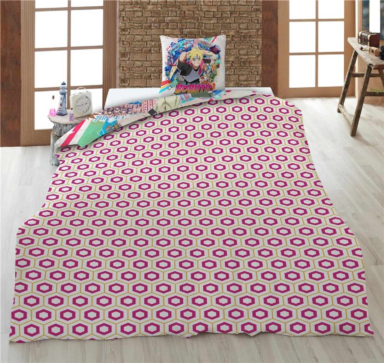 Boruto Bettwäsche-Set 140x200 cm – Bettbezug und Kissenbezug aus 100% Polyester