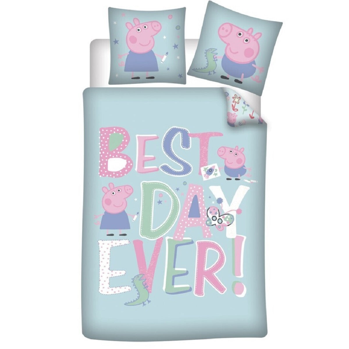 Peppa Pig Bettwäsche-Set Decke & Kissenbezug 140x200 + 63x63 cm aus Polyester