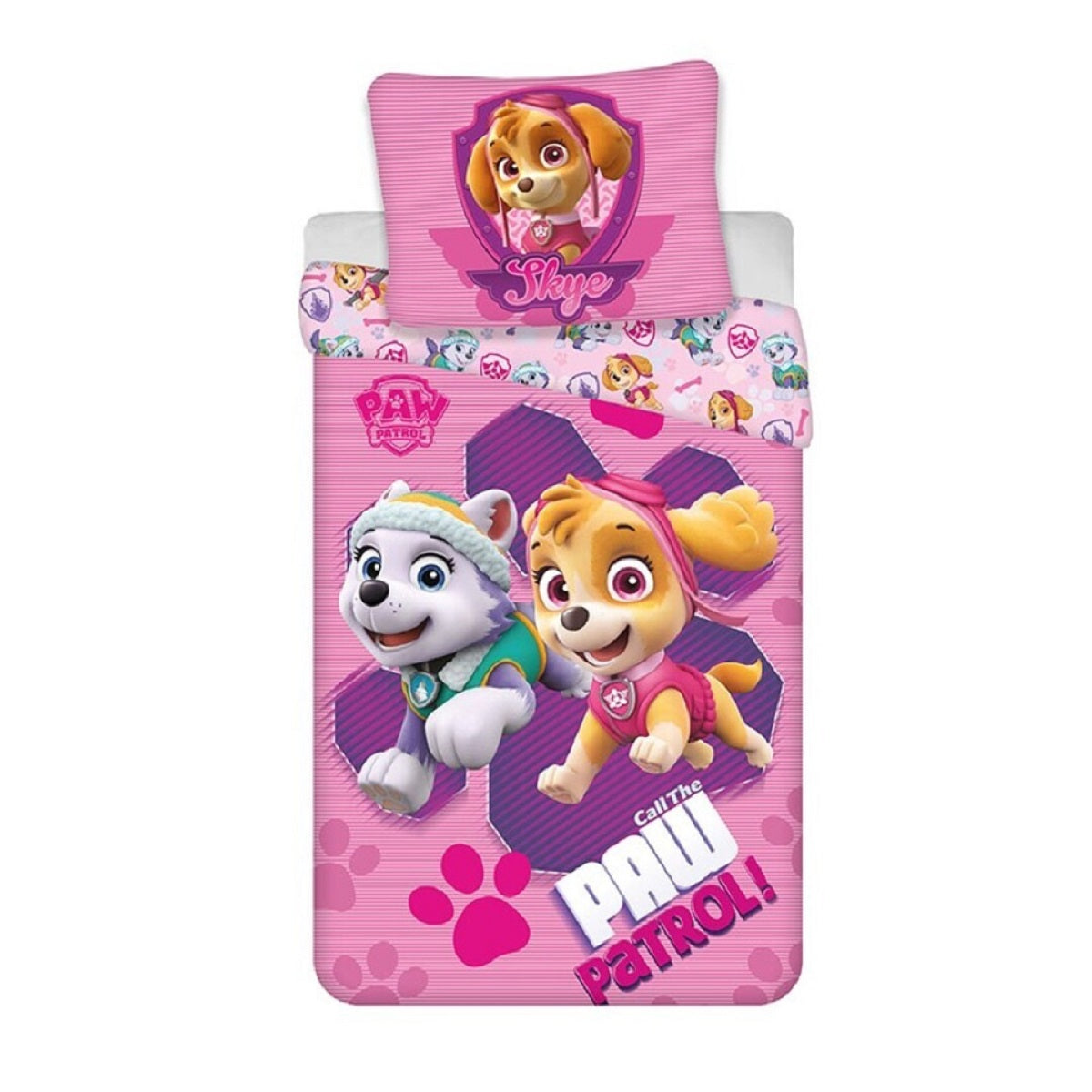 PAW Patrol Bettwäsche-Set Poly-Baumwolle 140x200 cm Bettbezug + 65x65 cm Kissenbezug