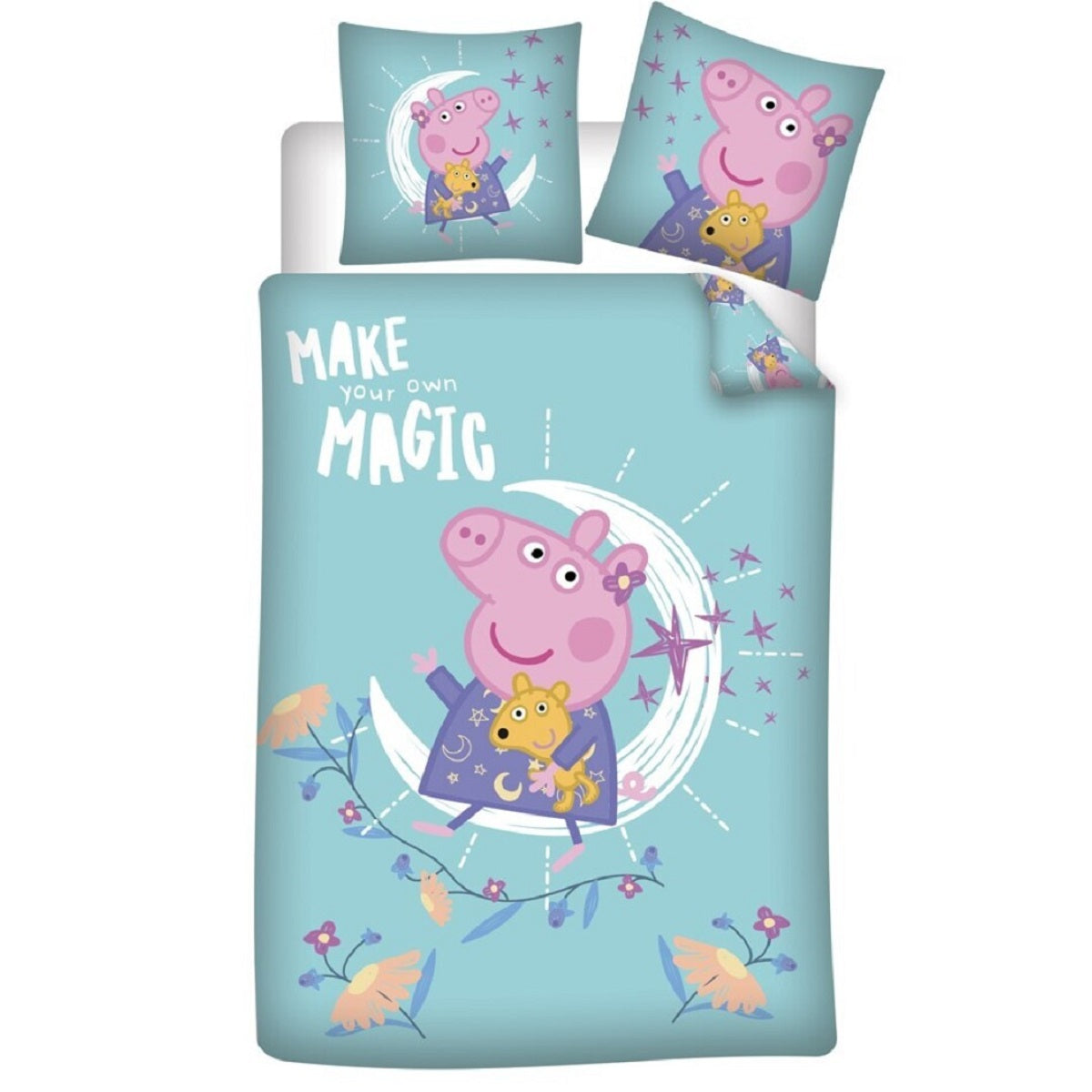 Peppa Pig Bettwäsche-Set Decke & Kissenbezug 140x200 + 63x63 cm aus Polyester