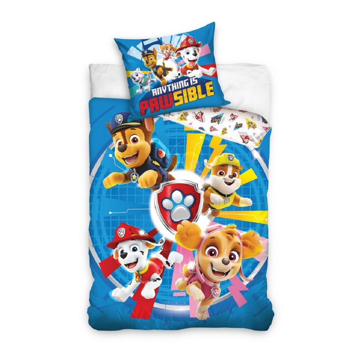 PAW Patrol Bettwäsche-Set Poly-Baumwolle 140x200 cm Bettbezug + 65x65 cm Kissenbezug