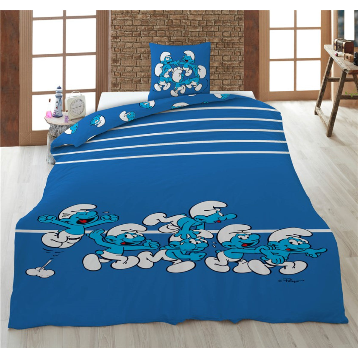 Die Schlümpfe Bettwäsche Set 140 × 200 cm mit Kissenbezug 63x63 cm