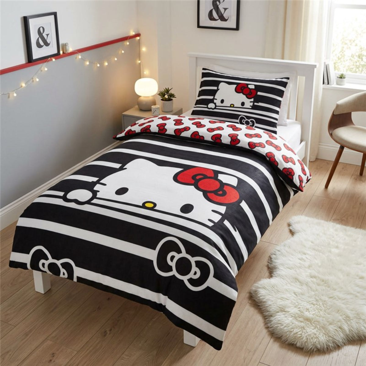 Hello Kitty Bettwäsche Set 140 × 200 cm mit Kissenbezug 1 Stück 65 × 65 cm für Schlafzimmer