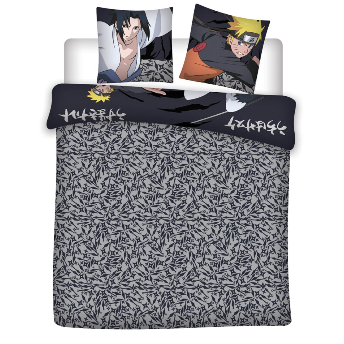 Naruto Bettbezug Set 240 × 220 cm mit 2 Kissenhüllen 65 × 65 cm für große Betten