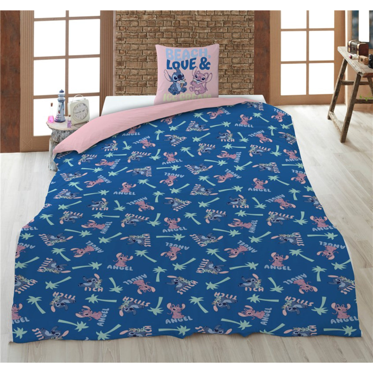 Disney Stitch Baumwolle Bettwäsche Set 135 × 200 cm mit Kissenbezug 80 × 80 cm für Kinderzimmer