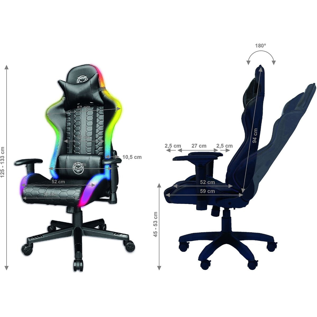 Qware Gaming Chair Pollux RGB – Stuhl mit LED Beleuchtung & Fernbedienung
