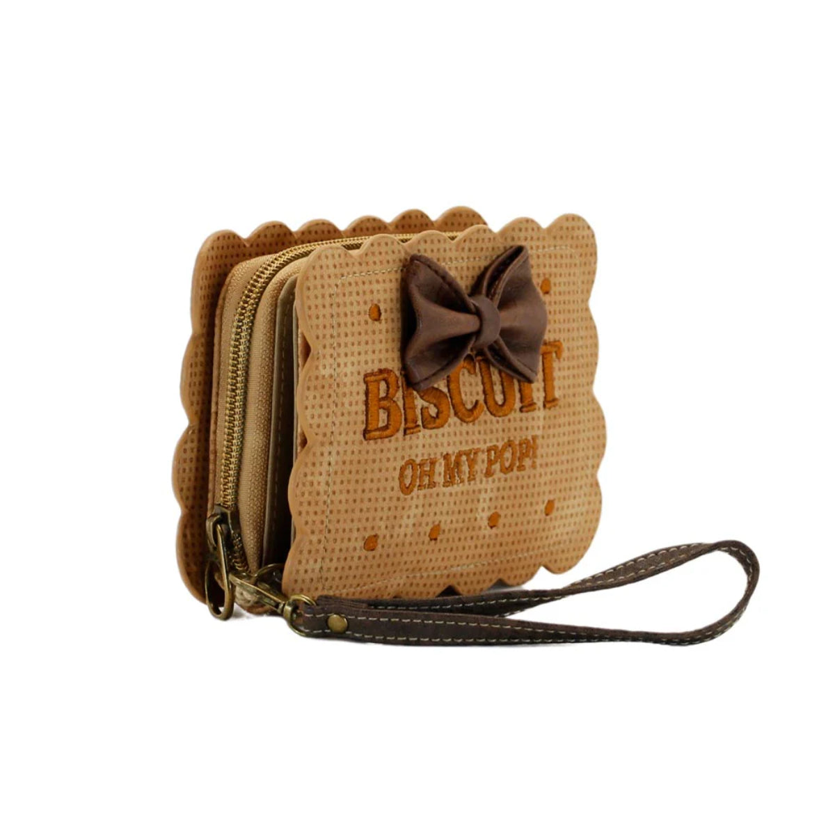 Oh My Pop Biscuit Small Wallet beige Geldbörse mit 8 Kartenfächern Reißverschlussfach