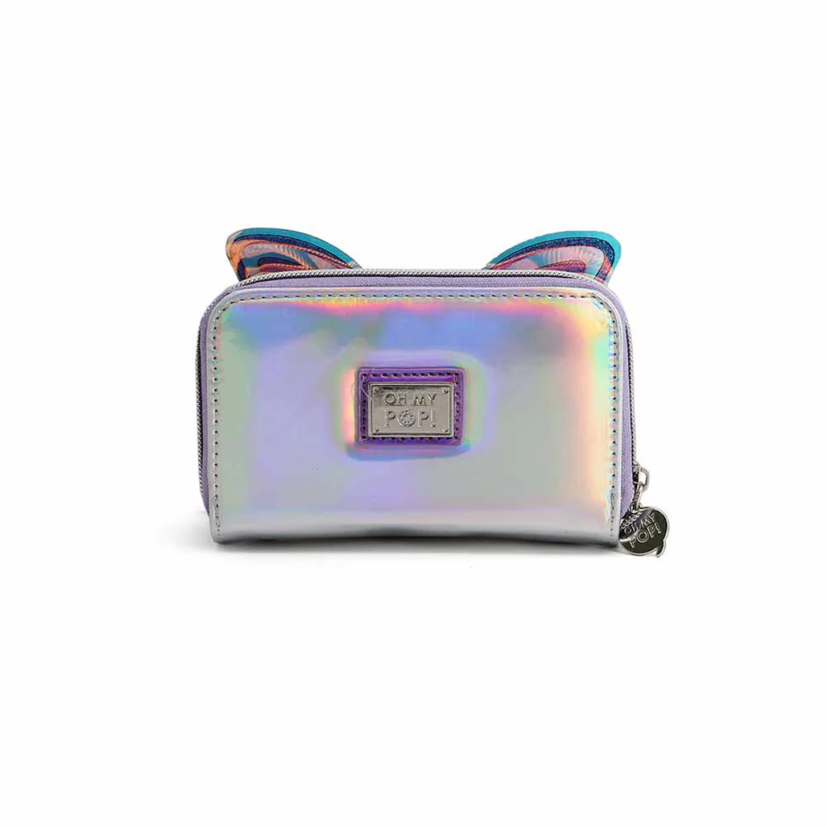 Oh My Pop Wings Wallet silber kompakte Geldbörse mit Reißverschlussfach für Alltag