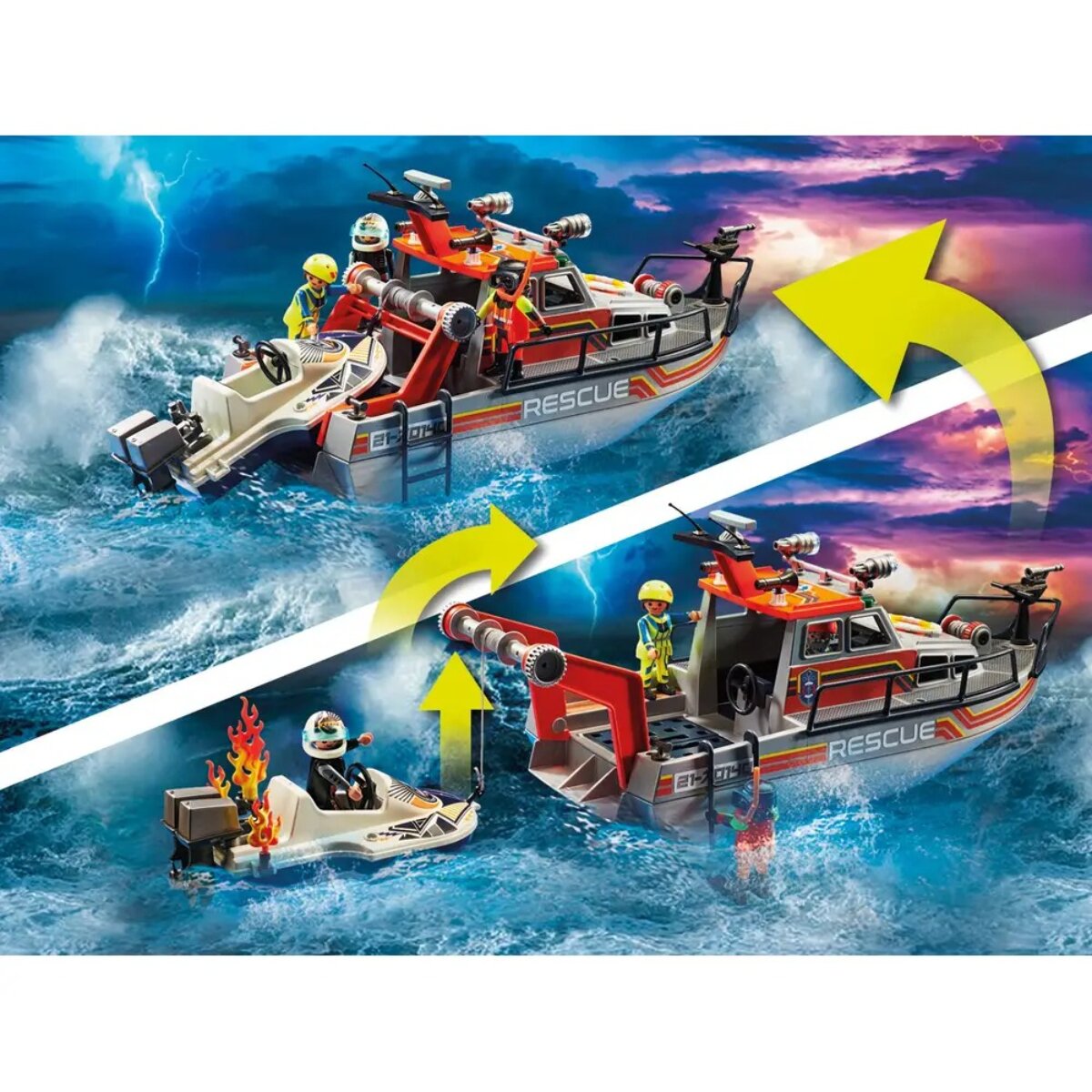 PLAYMOBIL Feuerwehr Set – Rettungseinsatz auf dem Wasser
