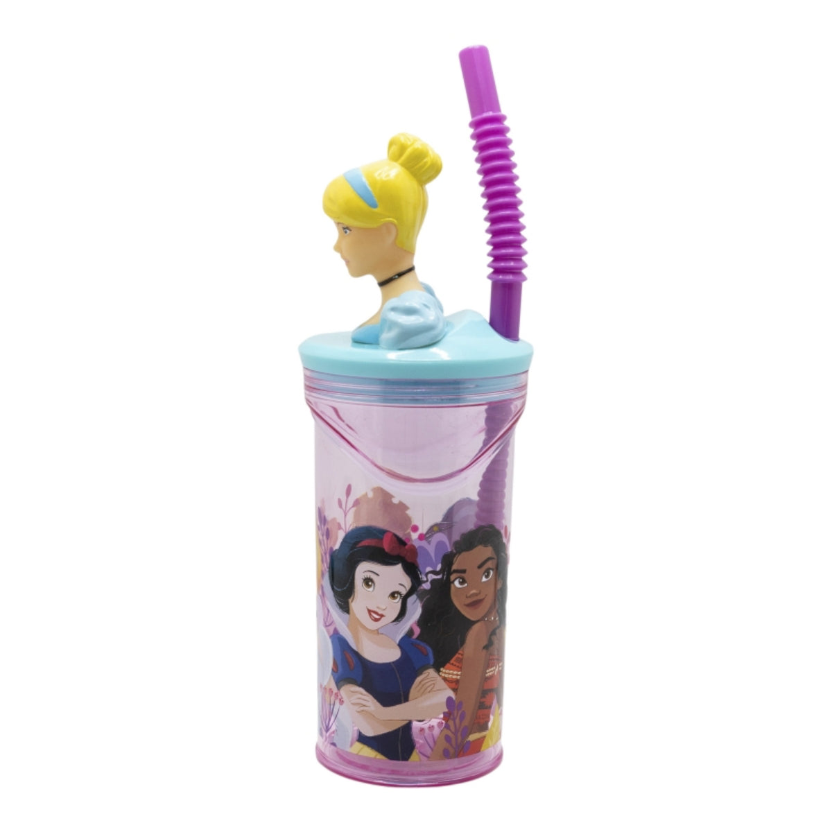 Disney Princess Becher 3D Kindertrinkbecher 360 ml mit Strohhalm & Figurdeckel
