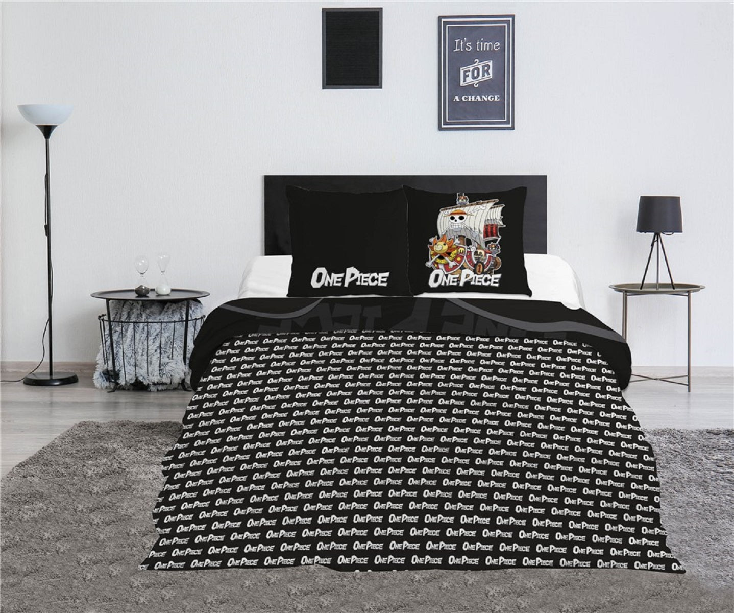 One Piece 3-teiliges Bettwäsche-Set – 1x Deckenbezug (240x220) & 2x Kissenbezug (65x65 cm) aus Polycotton