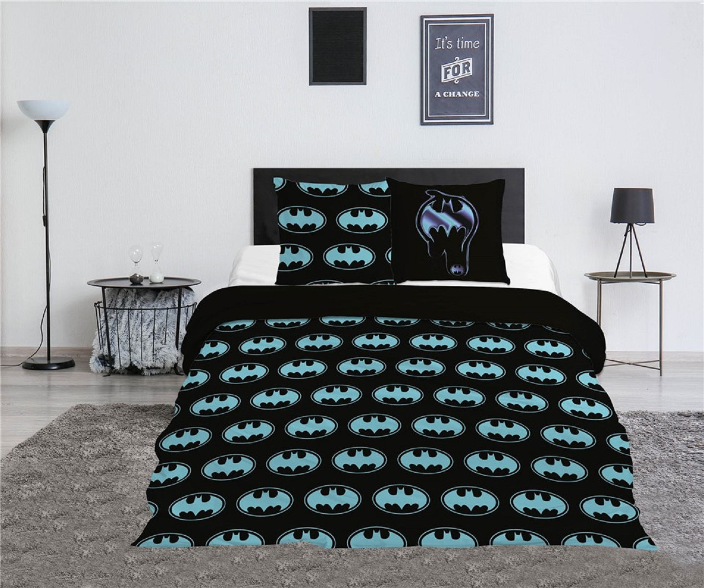 Batman 3-teiliges Bettwäsche-Set – 1x Deckenbezug (240x220) & 2x Kissenbezug (65x65 cm) aus Polycotton