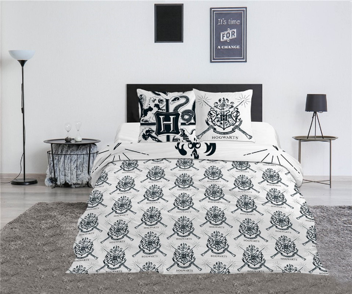 Harry Potter 3-teiliges Bettwäsche-Set – 1x Deckenbezug (240x220) & 2x Kissenbezug (65x65 cm) aus Polycotton